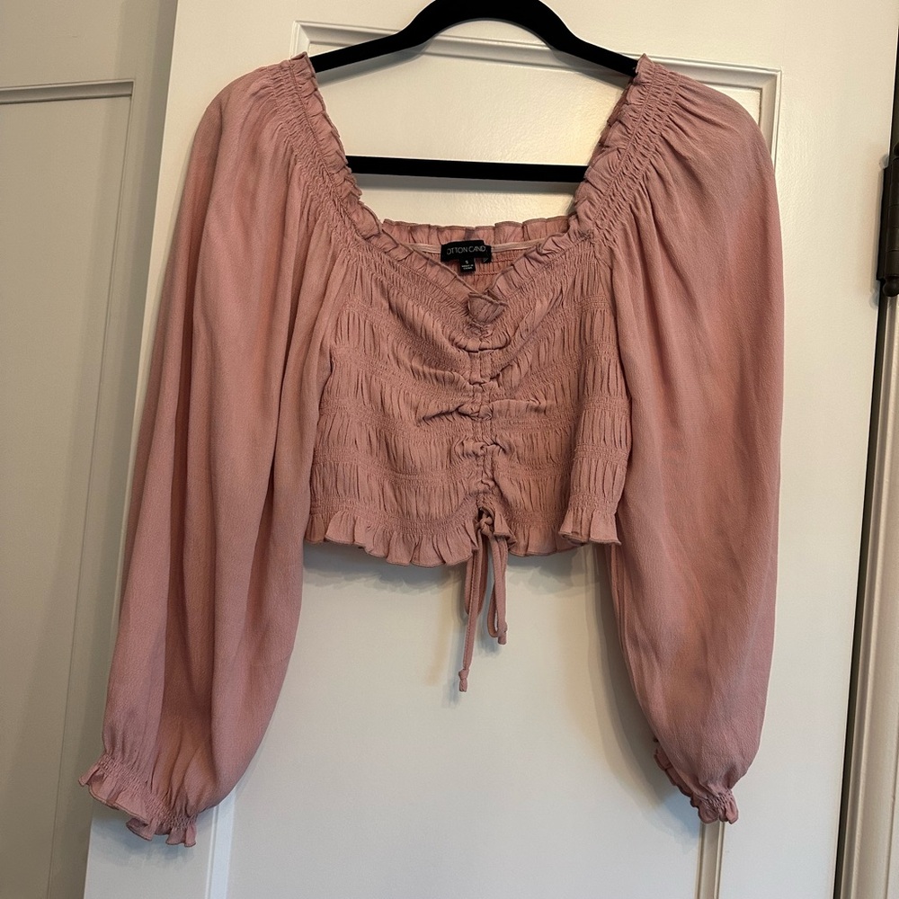 Cotton Candy Blush Ruched Blouse